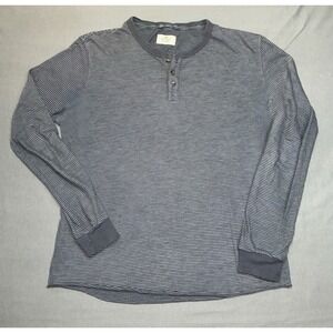 Marine Layer Henley Shirt Men's Marge Blue Cotton Long Sleeve Knit Small